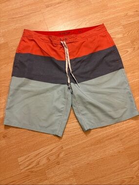 Men's Colorblock Swim Trunks - Red, Navy & Light Blue size 38